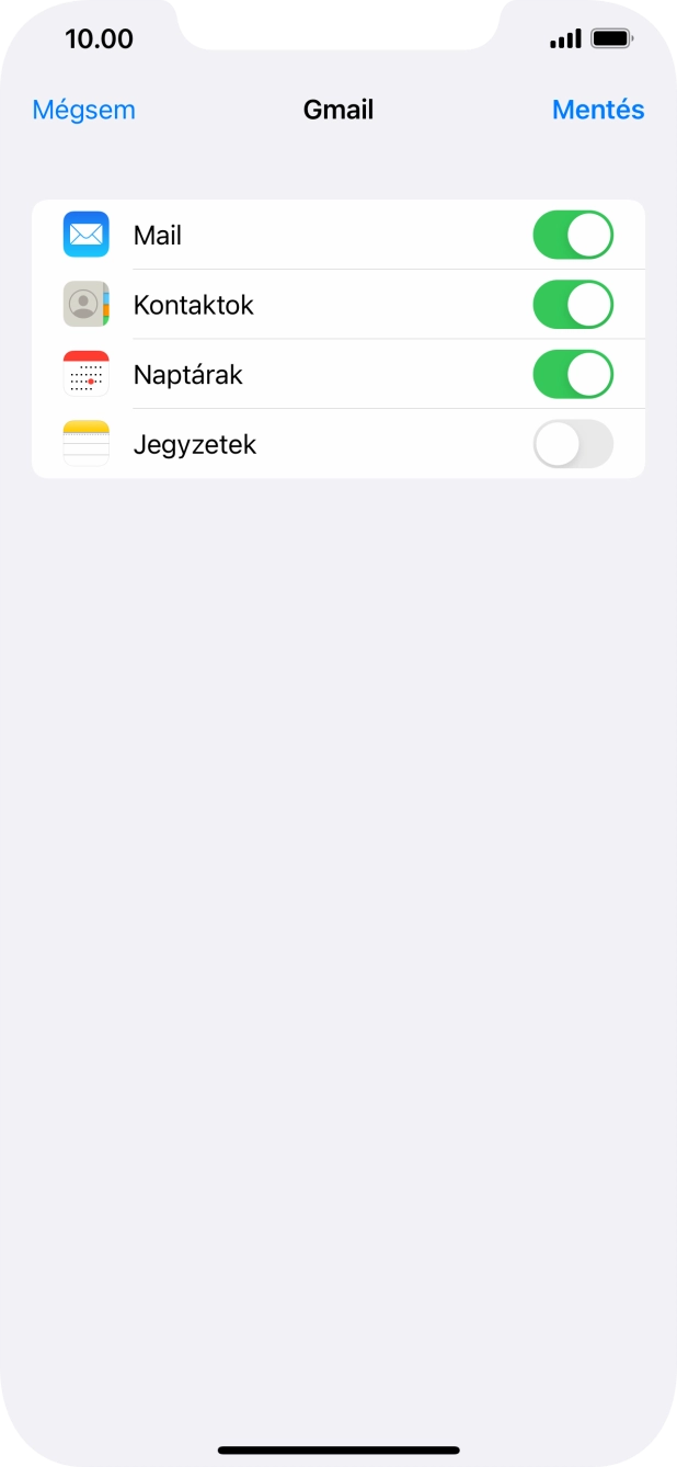 Amennyiben a kijelzőn ez a képernyőkép látható, az e-mail-fiókodat felismerte a rendszer, és automatikusan beállította. Kövesd a képernyőn megjelenő utasításokat további adatok csatolásához, és fejezd be az új fiók létrehozását.