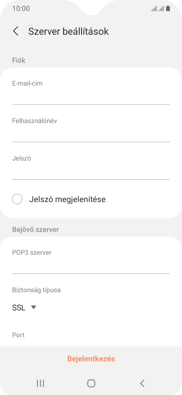 Kattints a „Felhasználónév” alatti mezőre, és írd be az e-mail-fiókodhoz tartozó felhasználónevet.