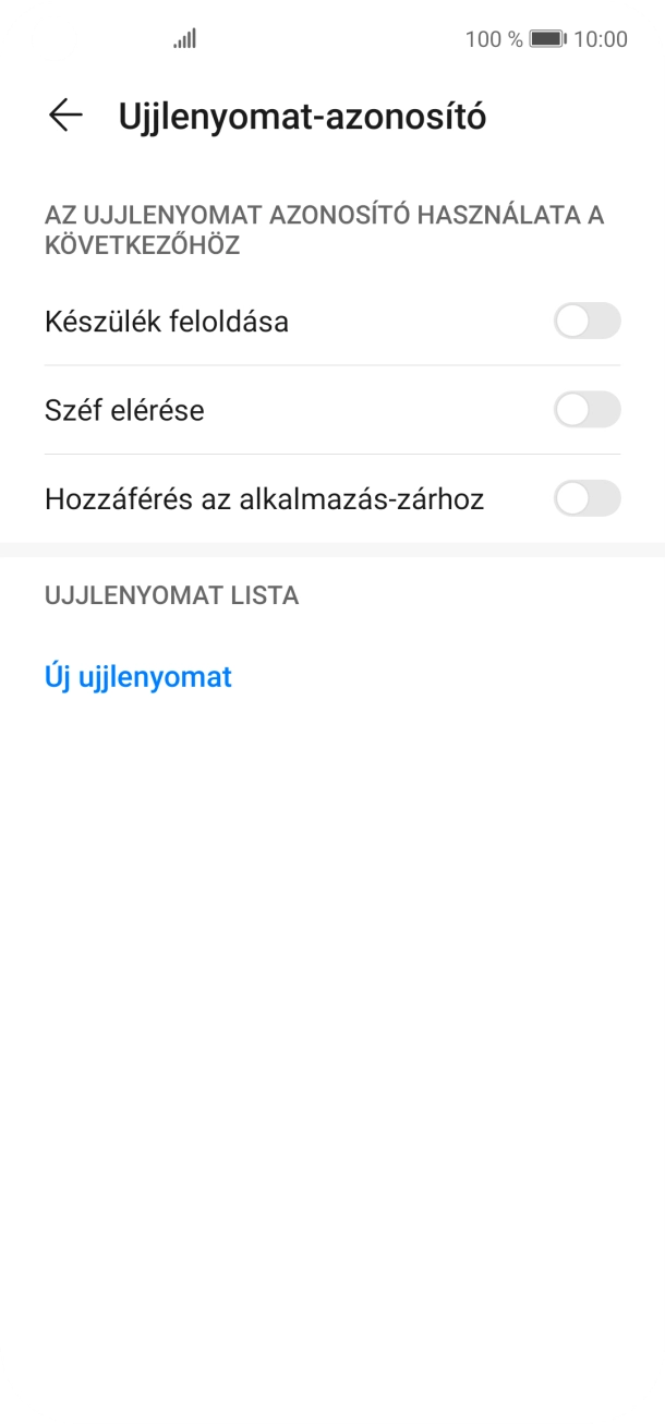 Válaszd az Új ujjlenyomat lehetőséget.