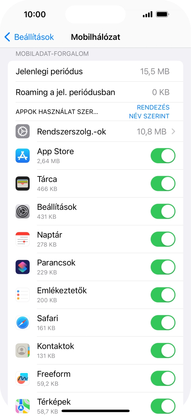 Kattints a kívánt programok melletti csúszkákra a funkciók be- vagy kikapcsolásához.