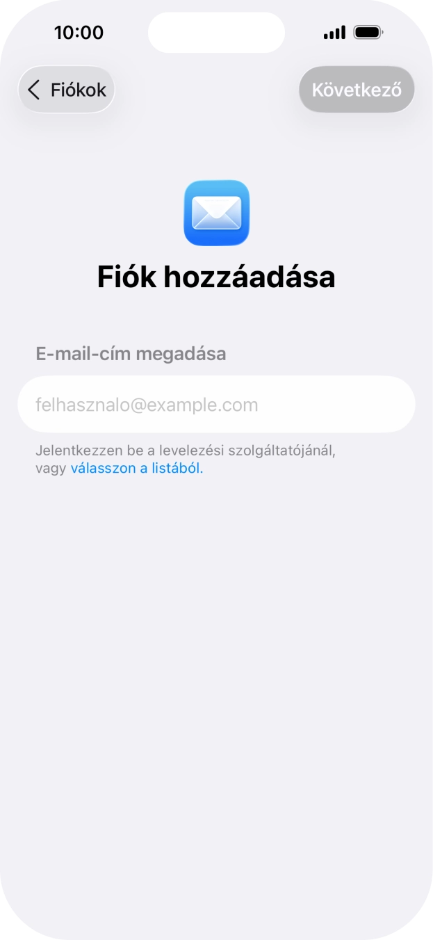Kattints az E-mail-cím megadása mezőre, és írd be az e-mail címedet.