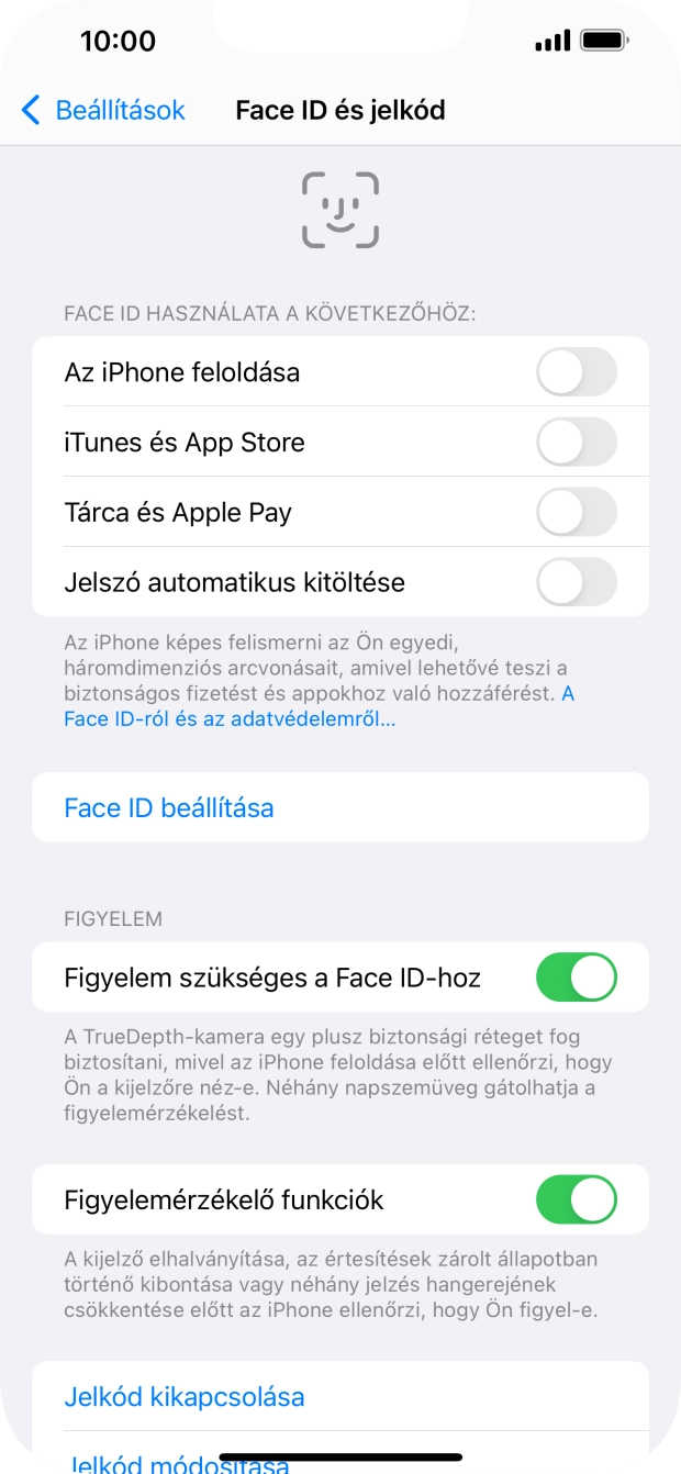 Válaszd a Jelkód kikapcsolása lehetőséget, és írd be a képernyőzárkódot.