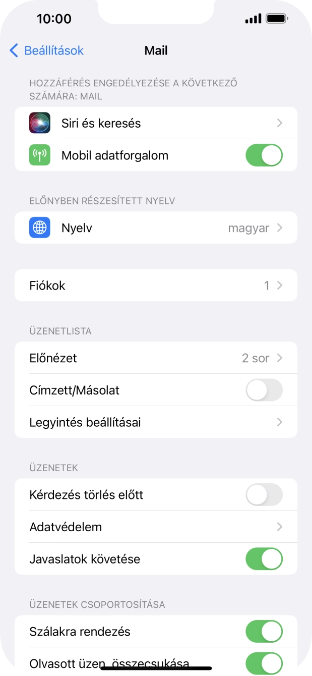 Válaszd a Fiókok lehetőséget.