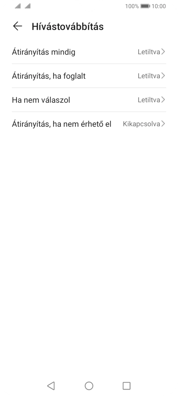 Kattints a kívánt hívásátirányítás-típusra.