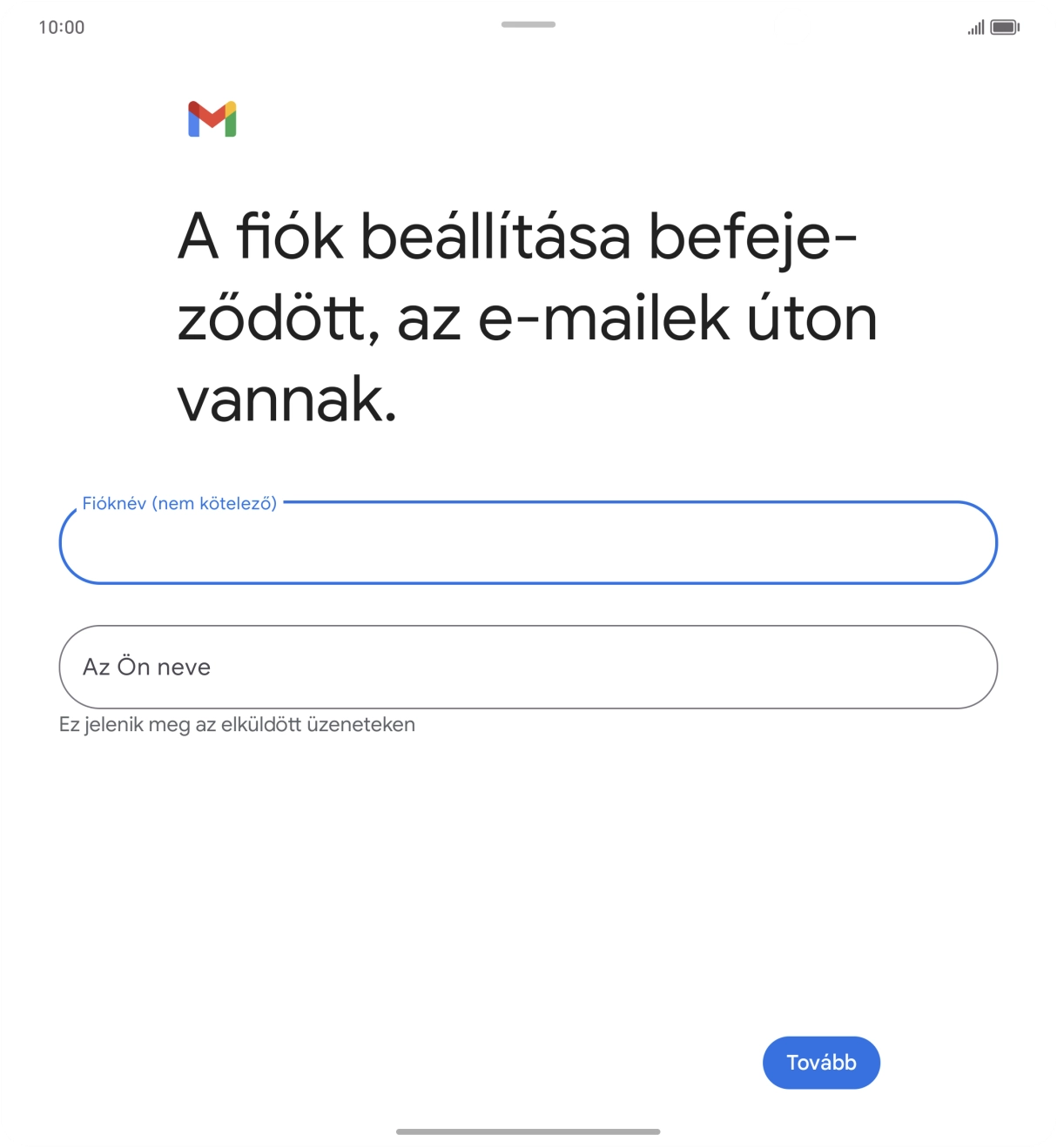Kattints Az Ön neve mezőre, és írd be a kívánt küldőnevet.