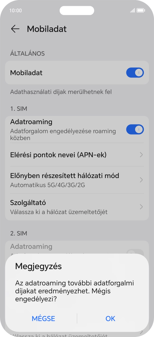 Ha bekapcsolod a funkciót, válaszd az OK lehetőséget.