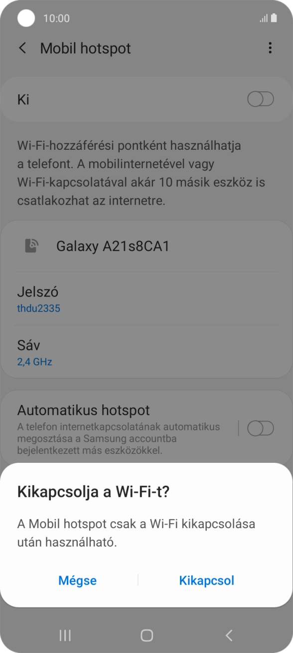 Válaszd a Kikapcsol lehetőséget.