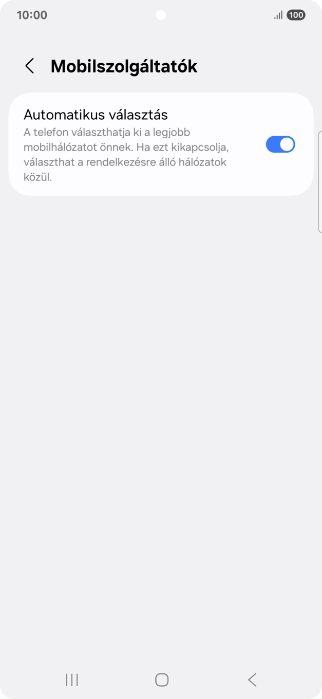Kattints az „Automatikus választás” melletti csúszkára a funkció kikapcsolásához, és várj, amíg a telefon keresi az elérhető hálózatot.