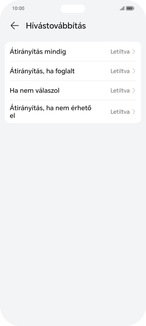 Kattints a kívánt hívásátirányítás-típusra. Kattints a kívánt hívásátirányítás-típusra.