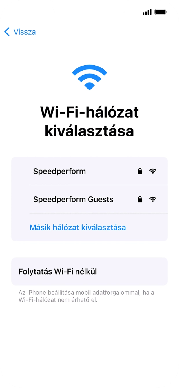Válaszd ki a kívánt Wi-Fi hálózatot.