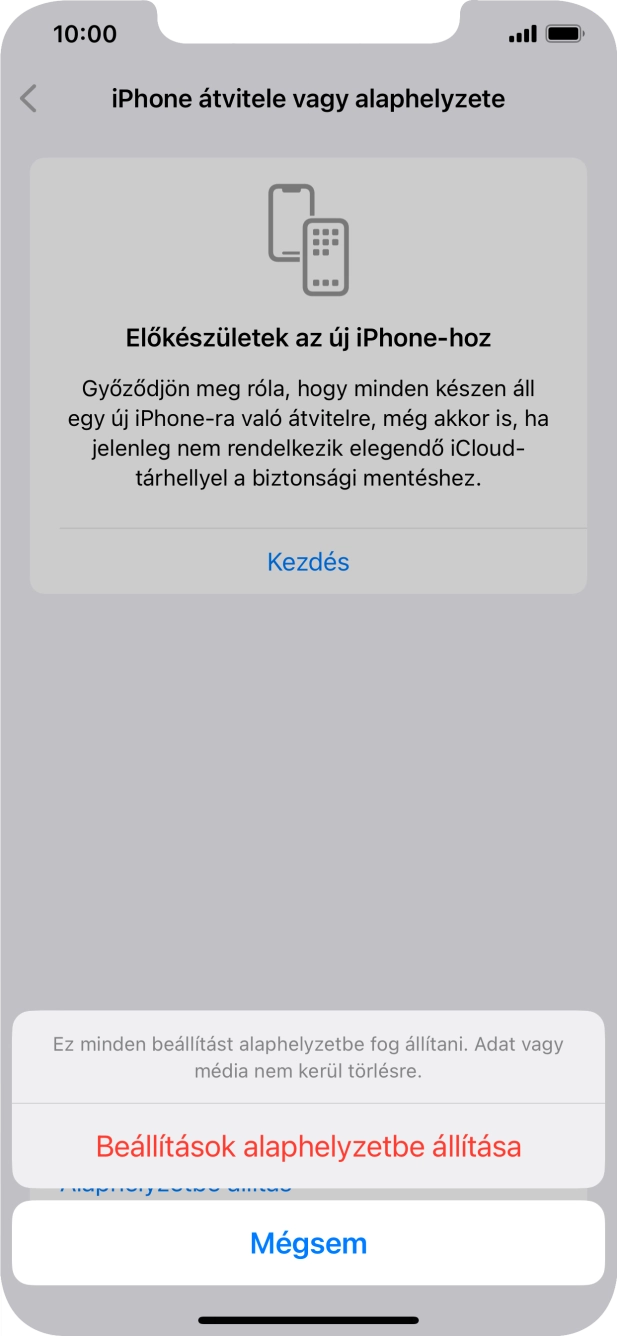 Válaszd a Beállítások alaphelyzetbe állítása lehetőséget. Válaszd a Beállítások alaphelyzetbe állítása lehetőséget.