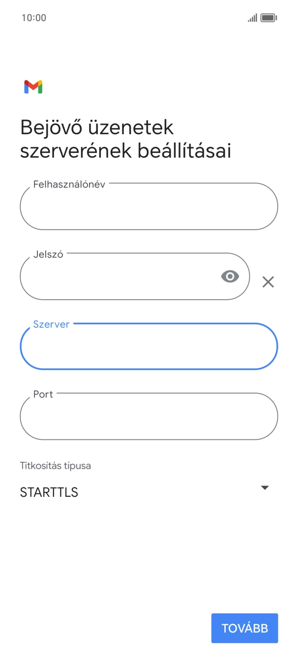 Kattints a „Port” alatti mezőre, és írd be a következőt: 993.