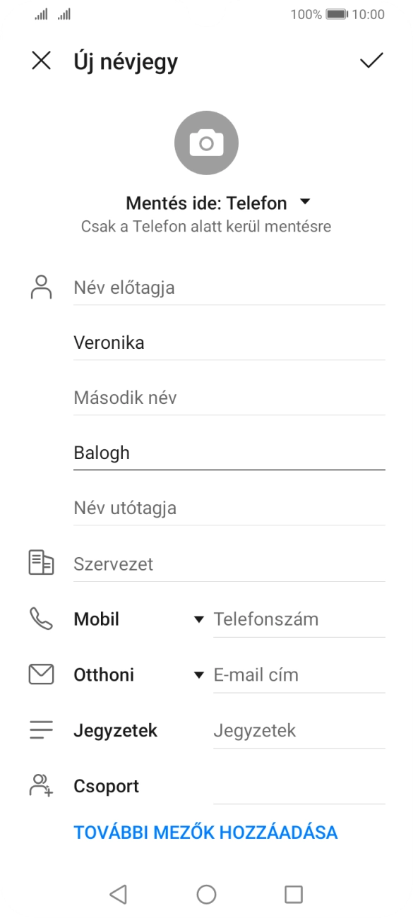 Kattints a Telefonszám mezőre, és írd be a kívánt telefonszámot.