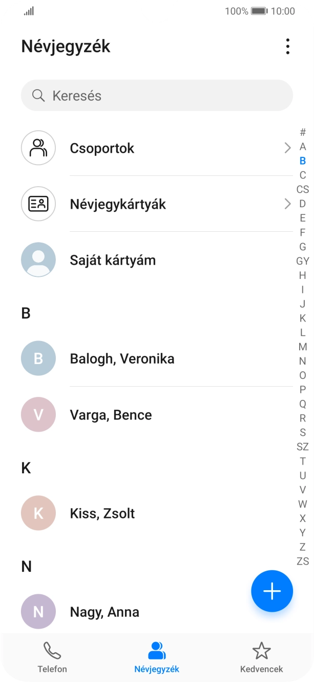 Kattints az új kontaktok ikonra.