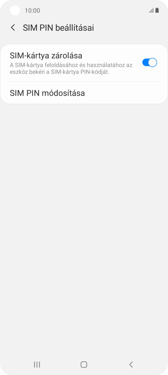 Kattints a „SIM-kártya zárolása” melletti csúszkára a funkció be- vagy kikapcsolásához.