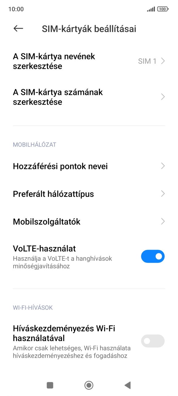 Válaszd a Hozzáférési pontok nevei lehetőséget.
