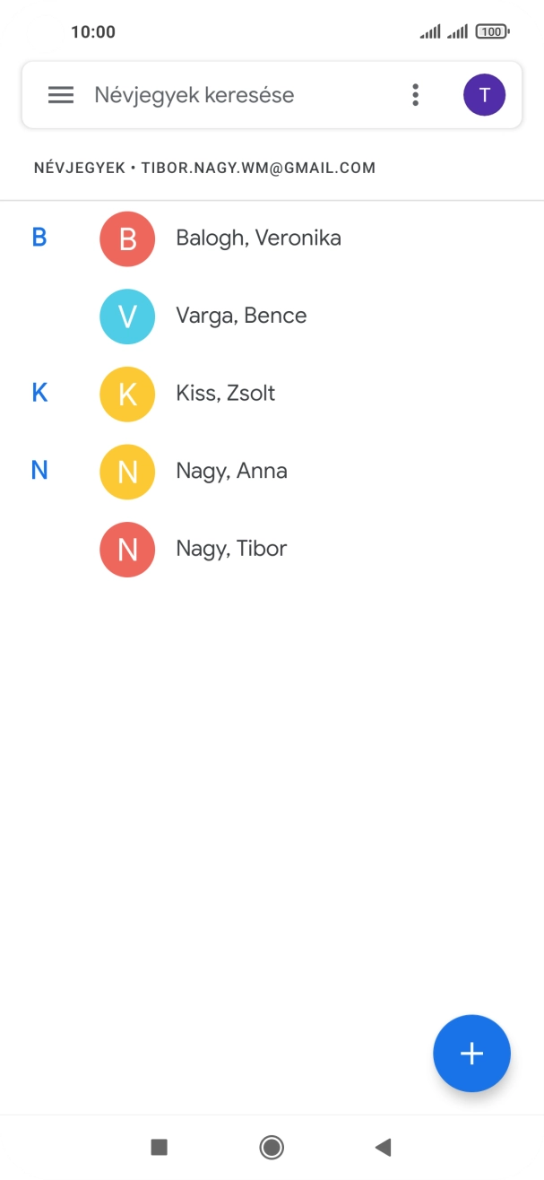 Kattints az új kontaktok ikonra.