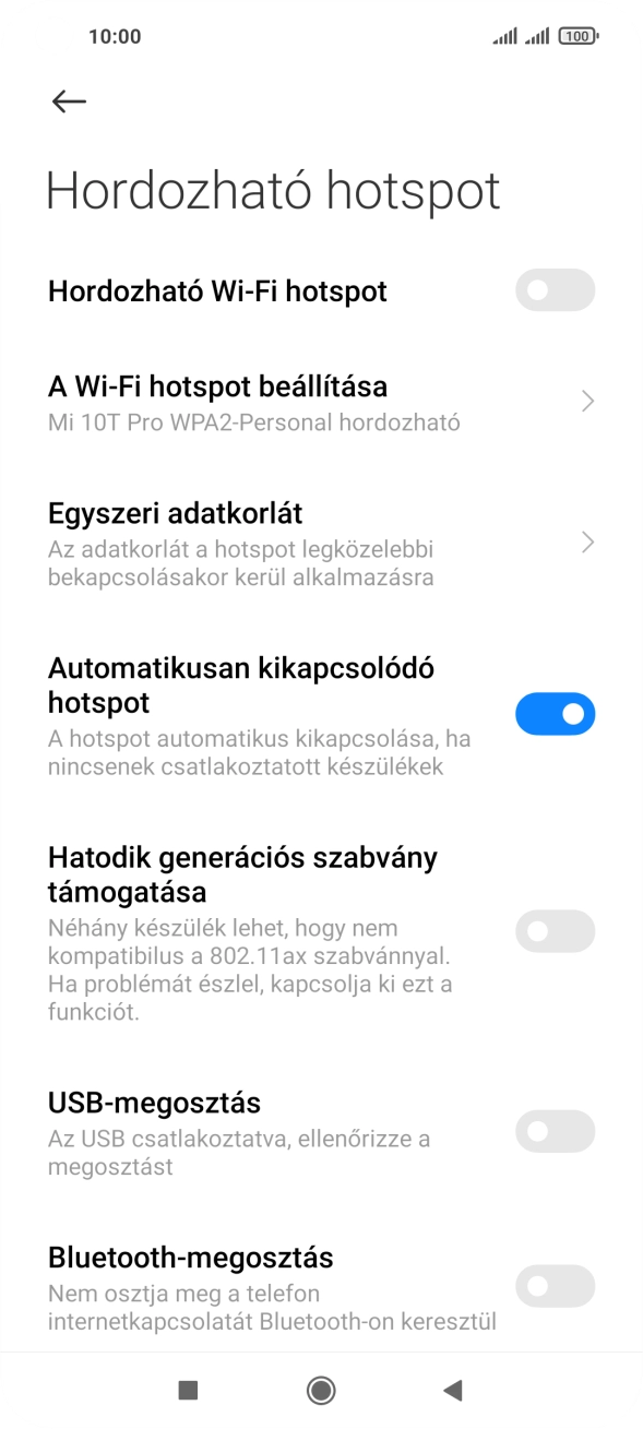 Válaszd a A Wi-Fi hotspot beállítása lehetőséget.