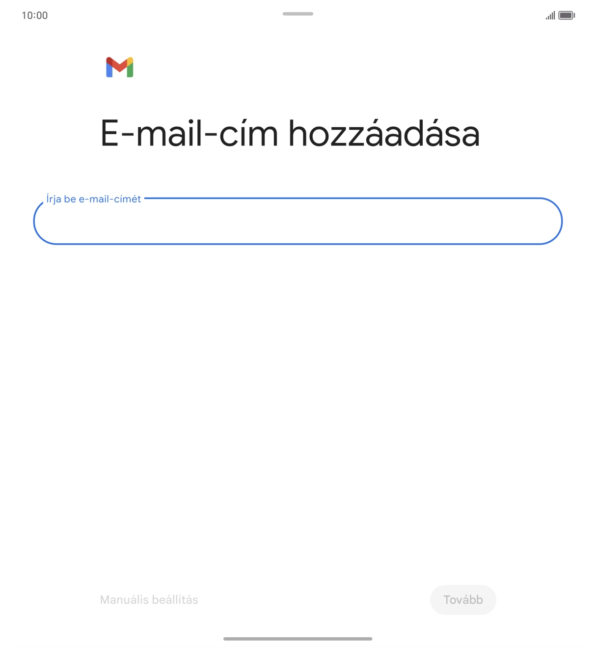 Kattints az „Írja be e-mail-címét” alatti mezőre, és írd be az e-mail címedet.