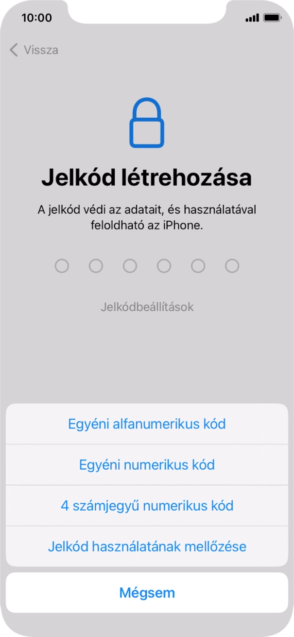 A képernyőzár használatának bekapcsolásához kövesd a képernyőn megjelenő utasításokat, vagy válaszd a Jelkód használatának mellőzése lehetőséget. A képernyőzár használatának bekapcsolásához kövesd a képernyőn megjelenő utasításokat, vagy válaszd a Jelkód használatának mellőzése lehetőséget.