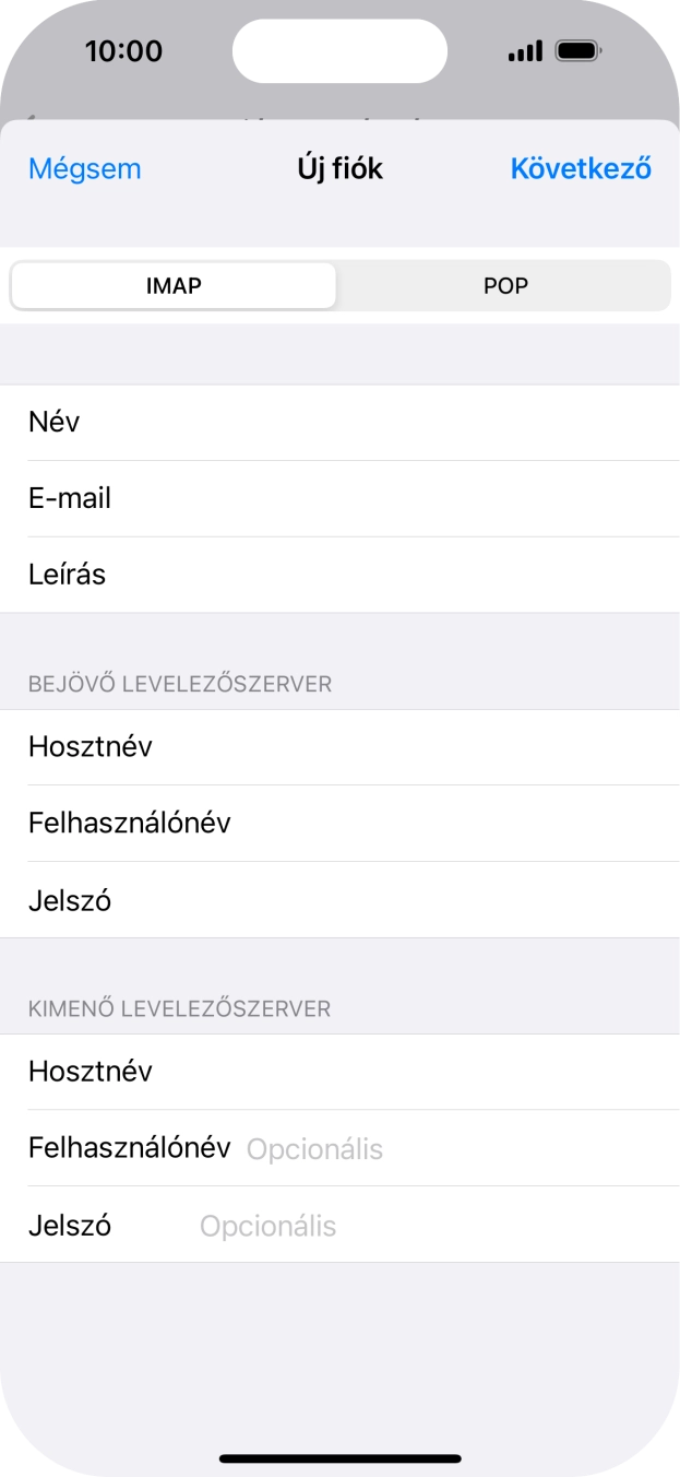 Kattints a Felhasználónév mezőre, és írd be az e-mail-fiókodhoz tartozó felhasználónevet.