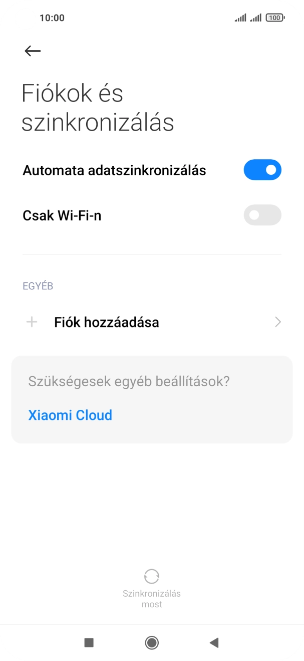 Válaszd a Fiók hozzáadása lehetőséget. Válaszd a Fiók hozzáadása lehetőséget.