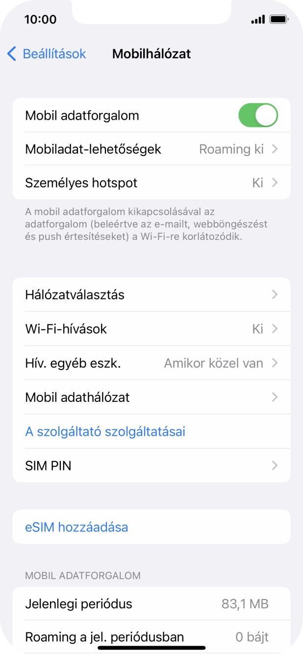Válaszd a Mobil adathálózat lehetőséget. Válaszd a Mobil adathálózat lehetőséget.