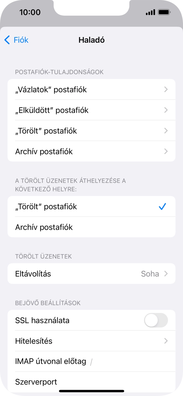 Kattints az „SSL használata” melletti csúszkára a funkció bekapcsolásához.