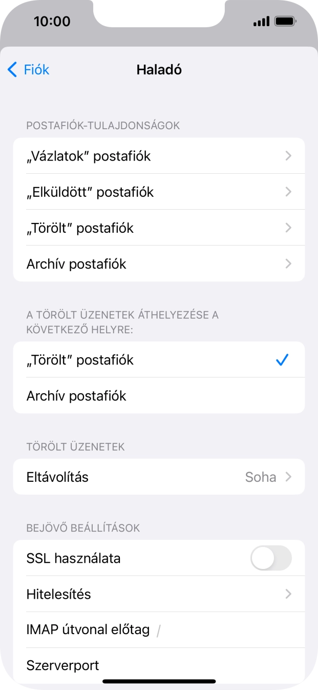 Kattints az „SSL használata” melletti csúszkára a funkció bekapcsolásához.