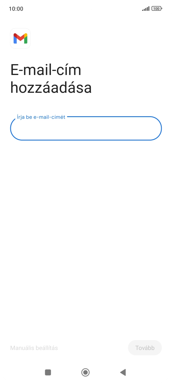 Kattints az „Írja be e-mail-címét” alatti mezőre, és írd be az e-mail címedet.