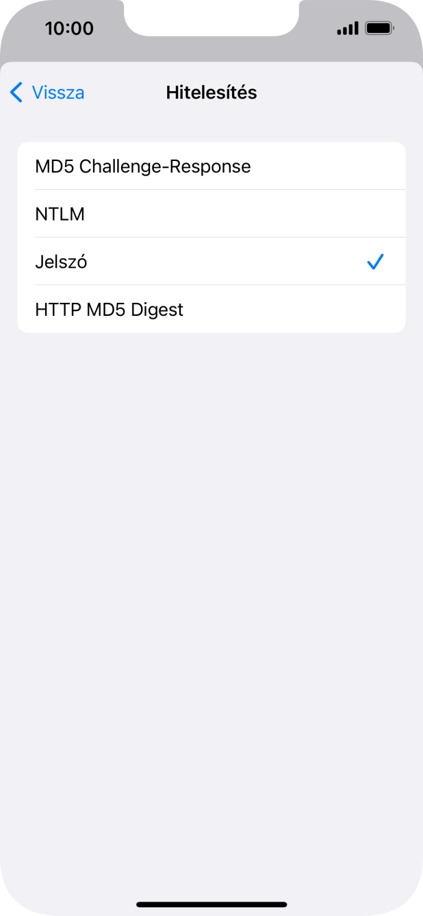 Válaszd a Jelszó lehetőséget.