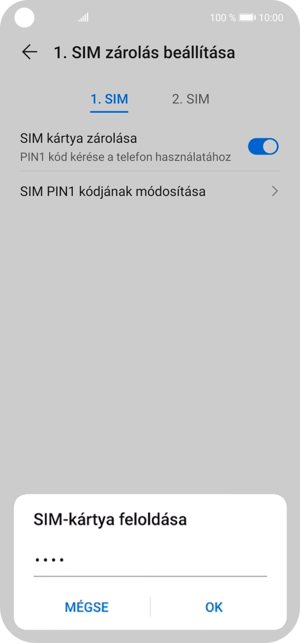 Írd be a PIN-kódot, és válaszd az OK lehetőséget.