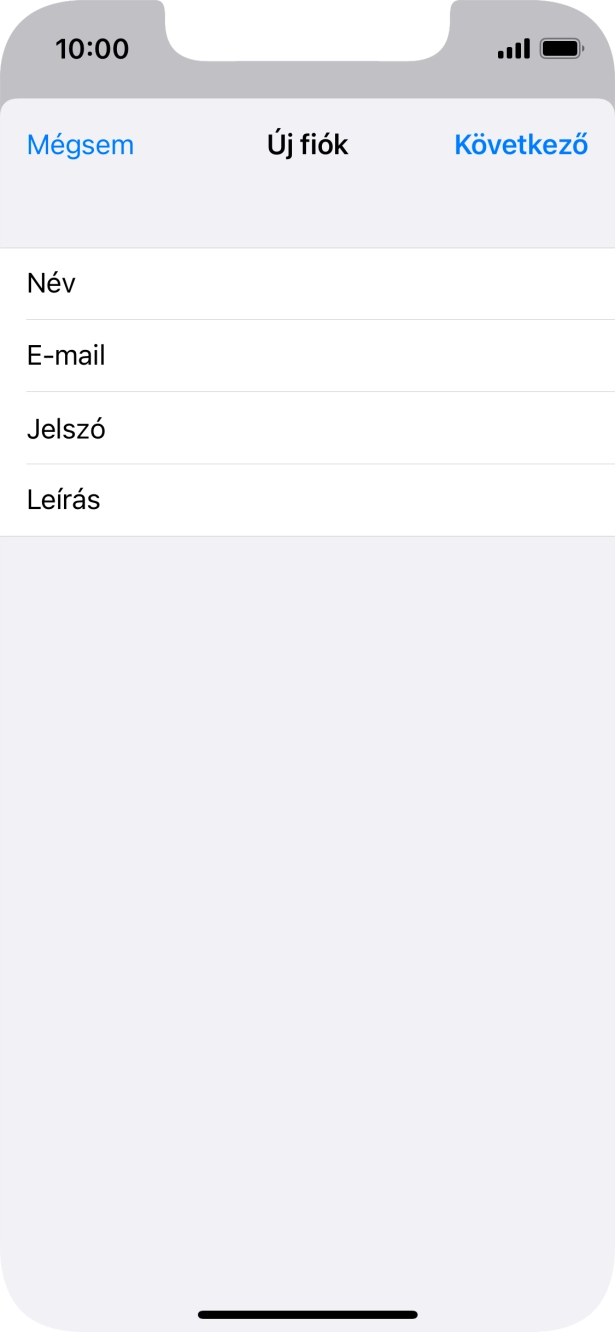 Kattints a Leírás mezőre, és írd be az e-mail-fiók kívánt nevét.
