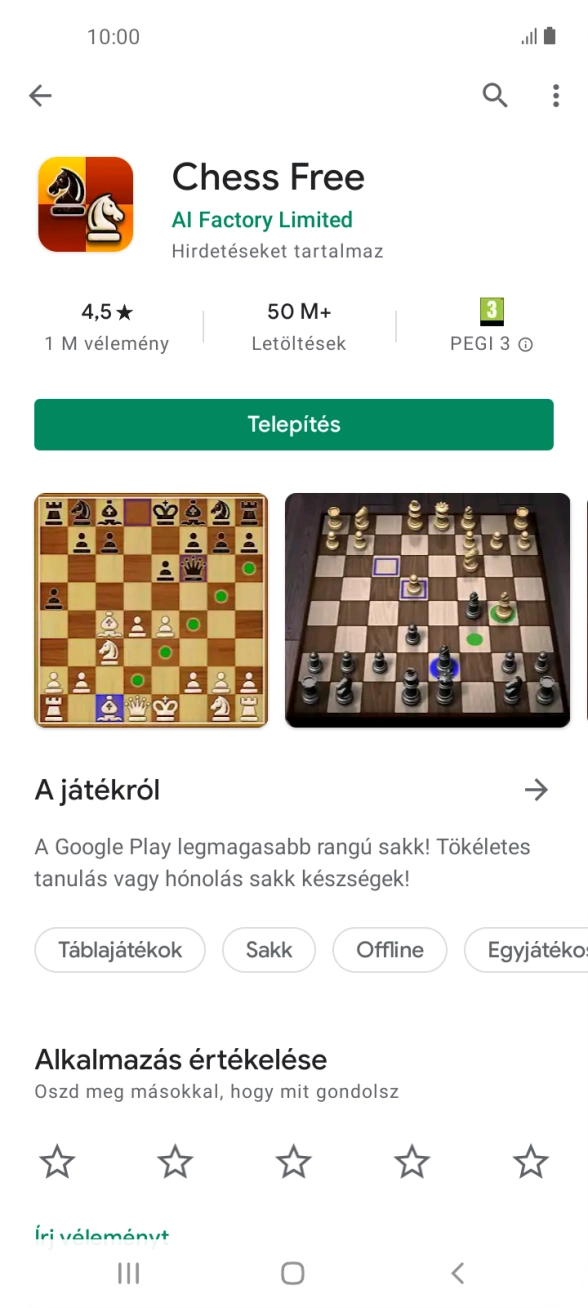 Válaszd a Telepítés lehetőséget, és kövesd a képernyőn megjelenő utasításokat az alkalmazás telepítéséhez. Válaszd a Telepítés lehetőséget, és kövesd a képernyőn megjelenő utasításokat az alkalmazás telepítéséhez.