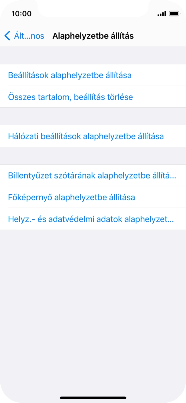 Válaszd a Beállítások alaphelyzetbe állítása lehetőséget.
