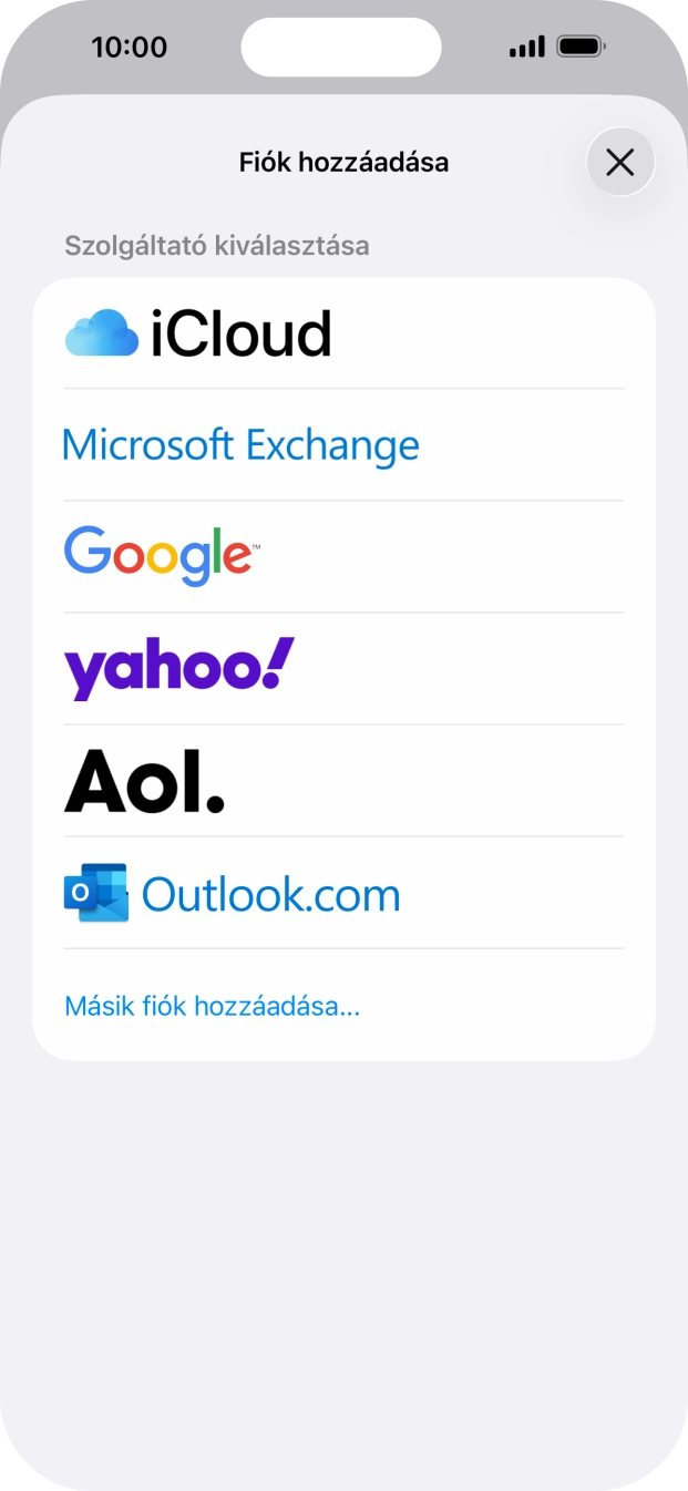 Válaszd a Másik fiók hozzáadása... lehetőséget.