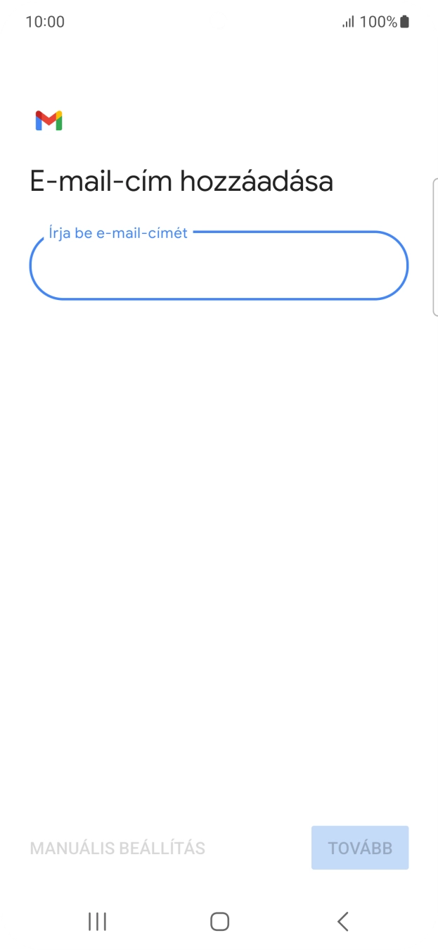 Kattints az „Írja be e-mail-címét” alatti mezőre, és írd be az e-mail címedet.