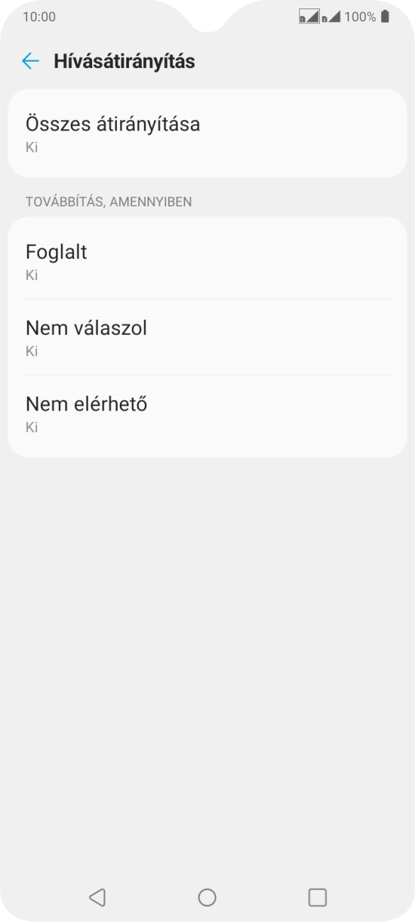 Kattints a kívánt hívásátirányítás-típusra.