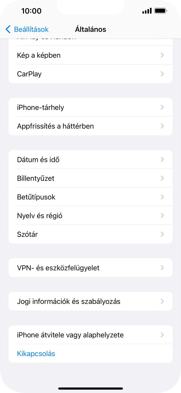 Válaszd az „iPhone átvitele vagy alaphelyzete” lehetőséget. Válaszd az „iPhone átvitele vagy alaphelyzete” lehetőséget.