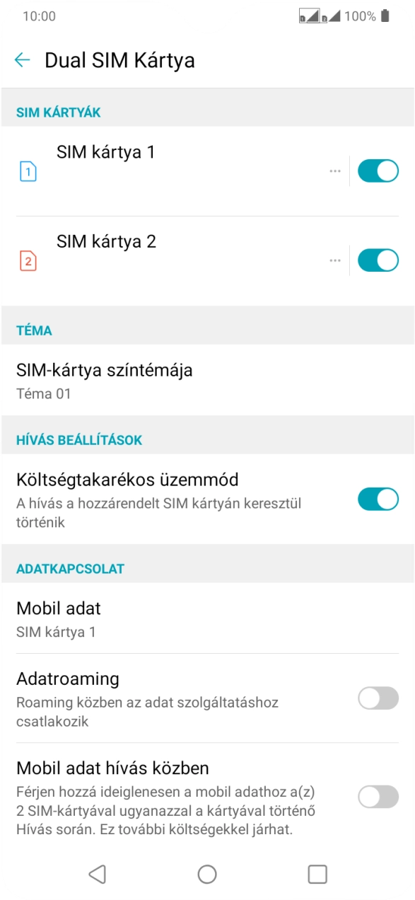 Kattints az „Adatroaming” melletti csúszkára a funkció be- vagy kikapcsolásához.