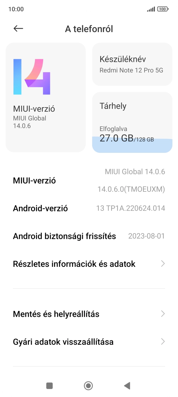 Válaszd a Gyári adatok visszaállítása lehetőséget.