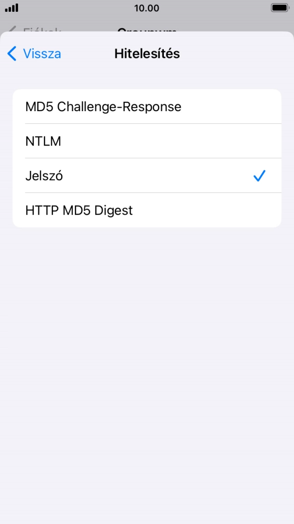 Válaszd a Jelszó lehetőséget.