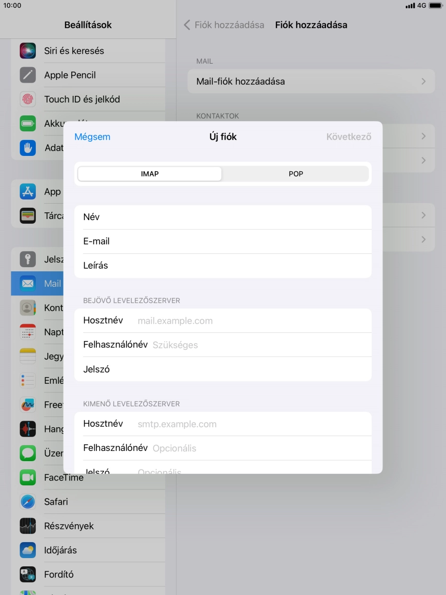 Válaszd az IMAP lehetőséget.