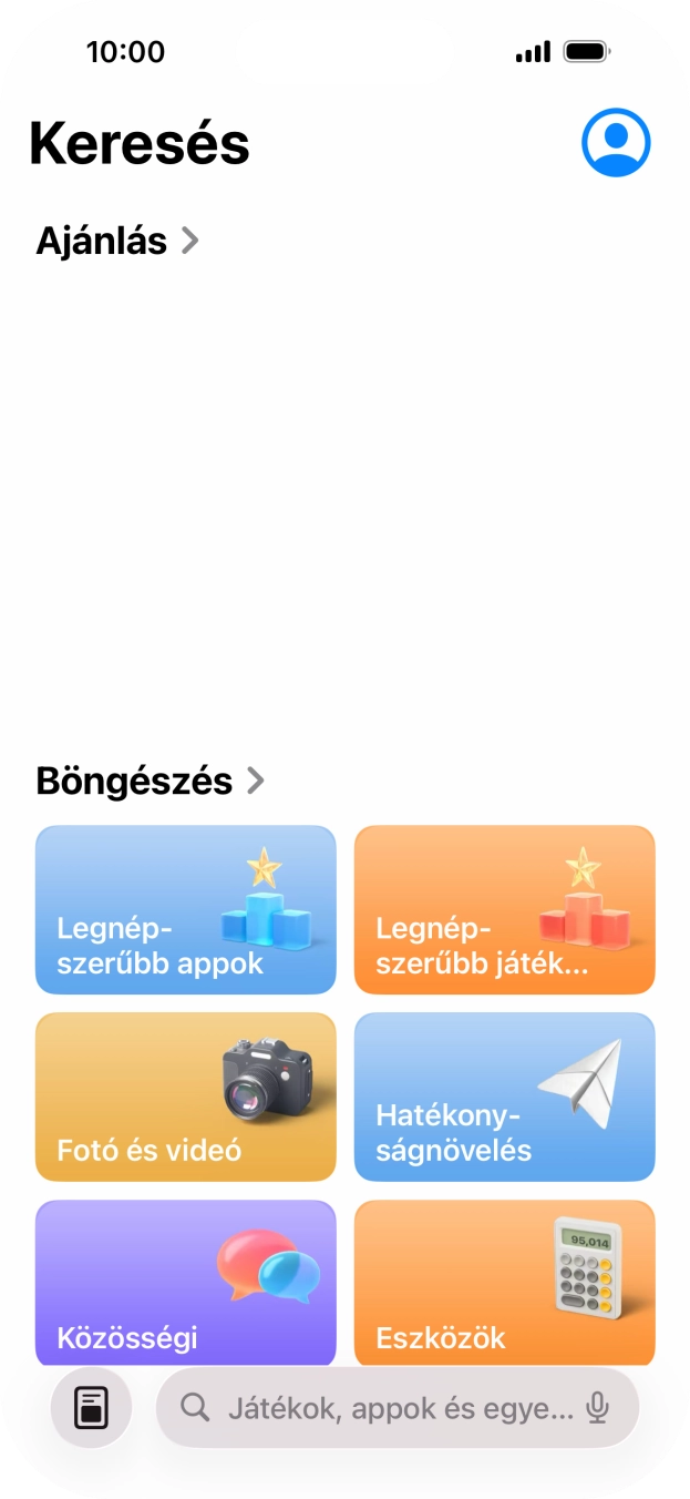 Kattints a keresés mezőre, és írd be a keresett alkalmazás nevét vagy tárgykörét. Kattints a keresés mezőre, és írd be a keresett alkalmazás nevét vagy tárgykörét.