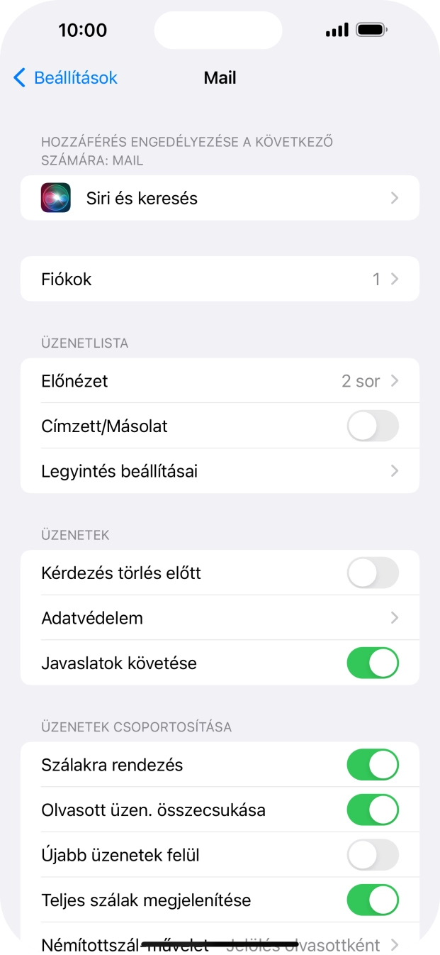 Válaszd a Fiókok lehetőséget.