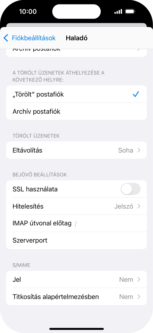 Kattints az „SSL használata” melletti csúszkára a funkció bekapcsolásához.