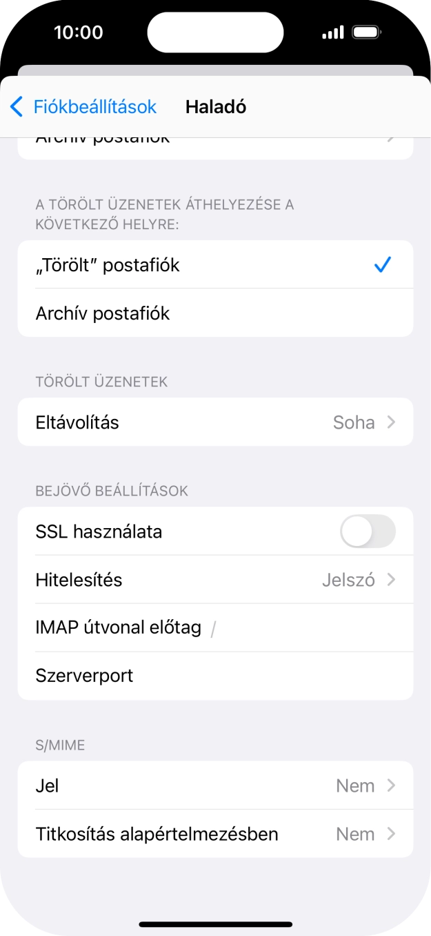 Kattints az „SSL használata” melletti csúszkára a funkció bekapcsolásához.