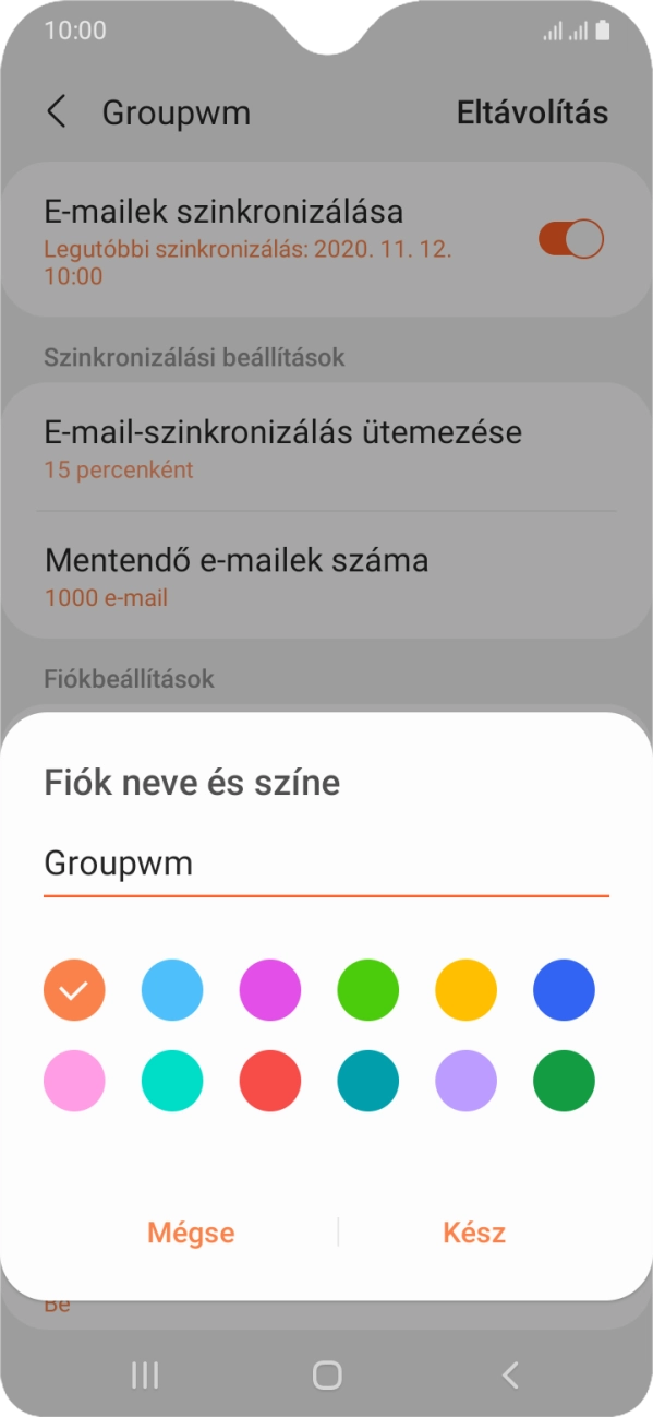 Írd be a kívánt e-mail-fiók nevet, és válaszd a Kész lehetőséget.