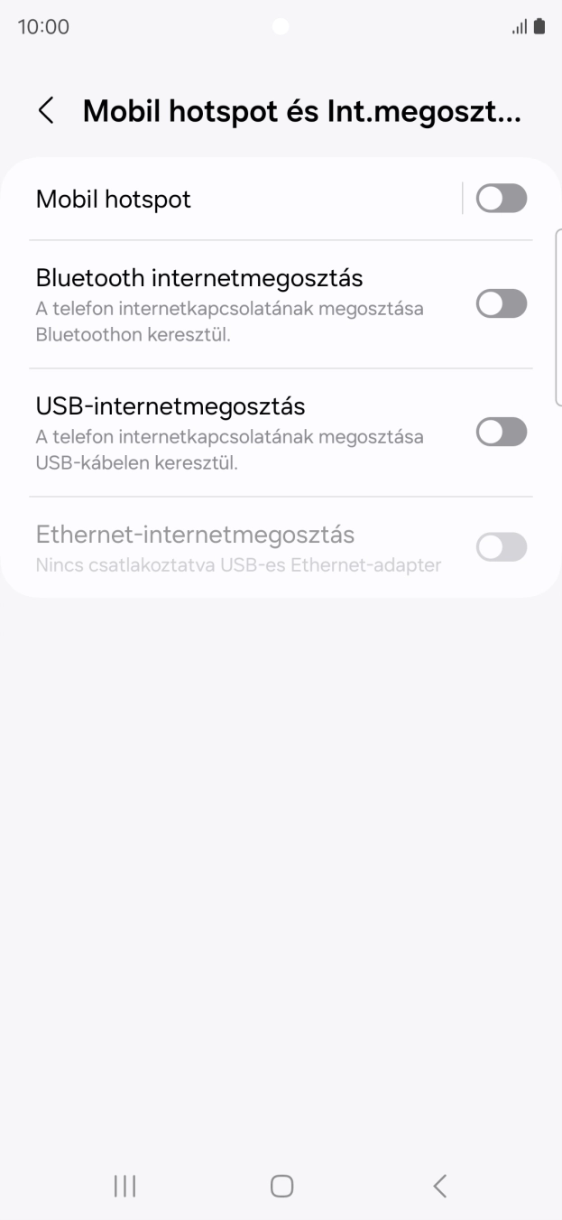 Válaszd a Mobil hotspot lehetőséget. Válaszd a Mobil hotspot lehetőséget.