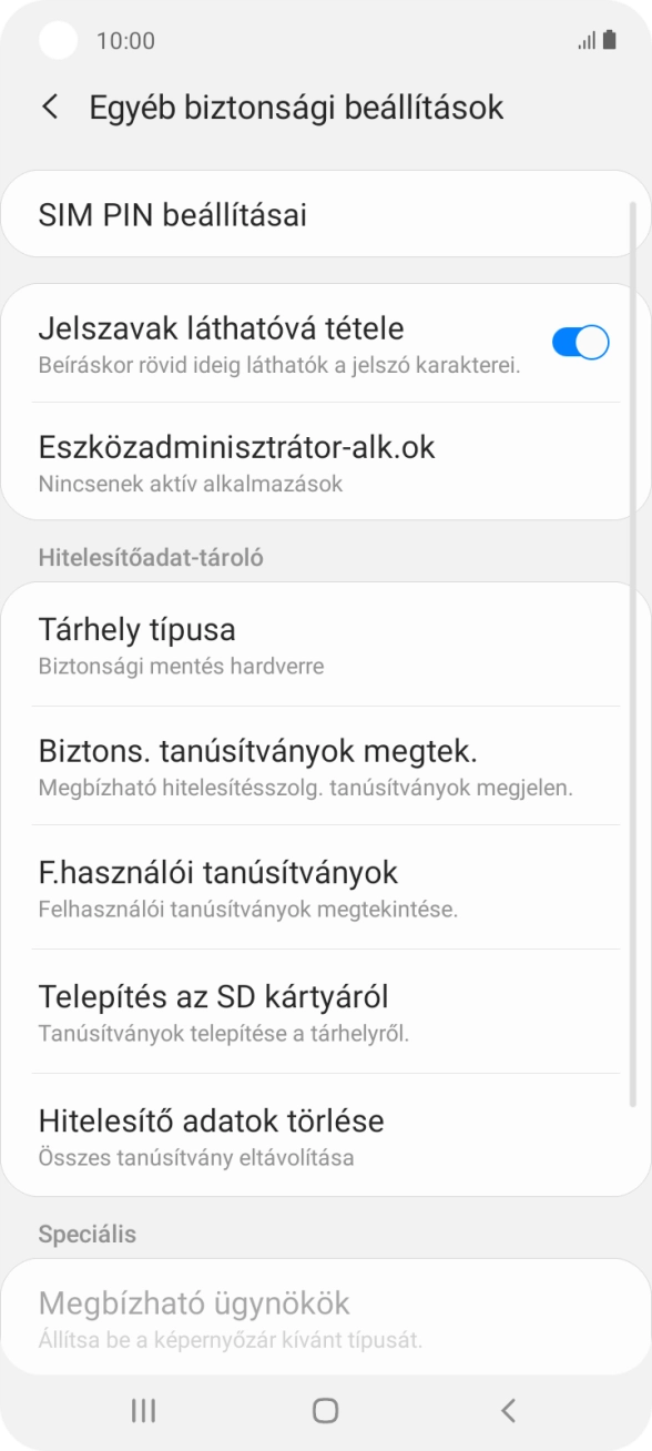 Válaszd a SIM PIN beállításai lehetőséget.